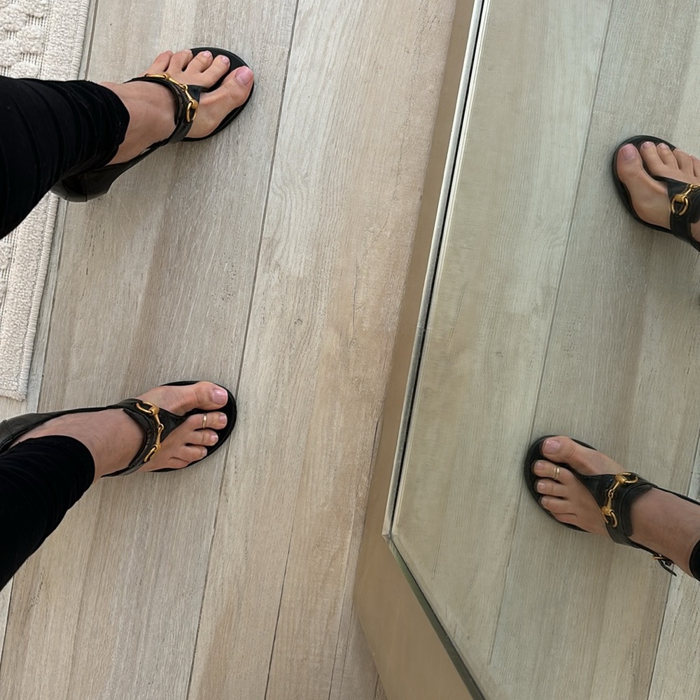 Gucci high heel horse-bit black patent sandal - Picture 10 of 12